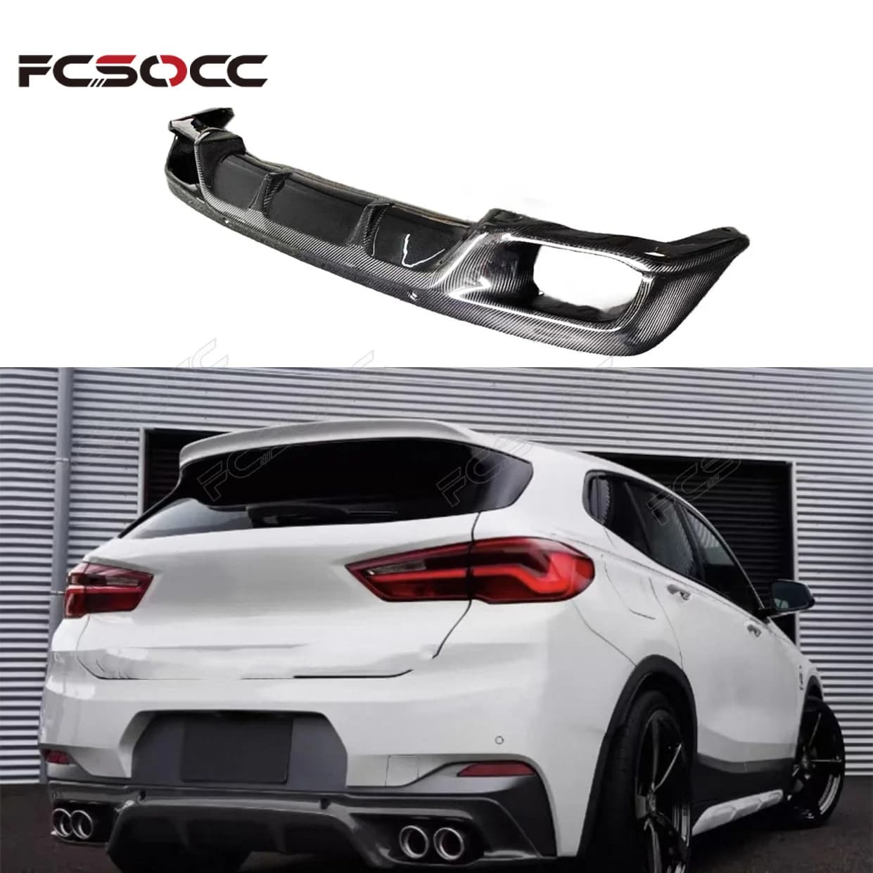 For BMW X2 F39 Real Carbon Fiber Car Rear Bumper Lip Diffuser Splitters Spoiler Back Car Accessories Body Kit