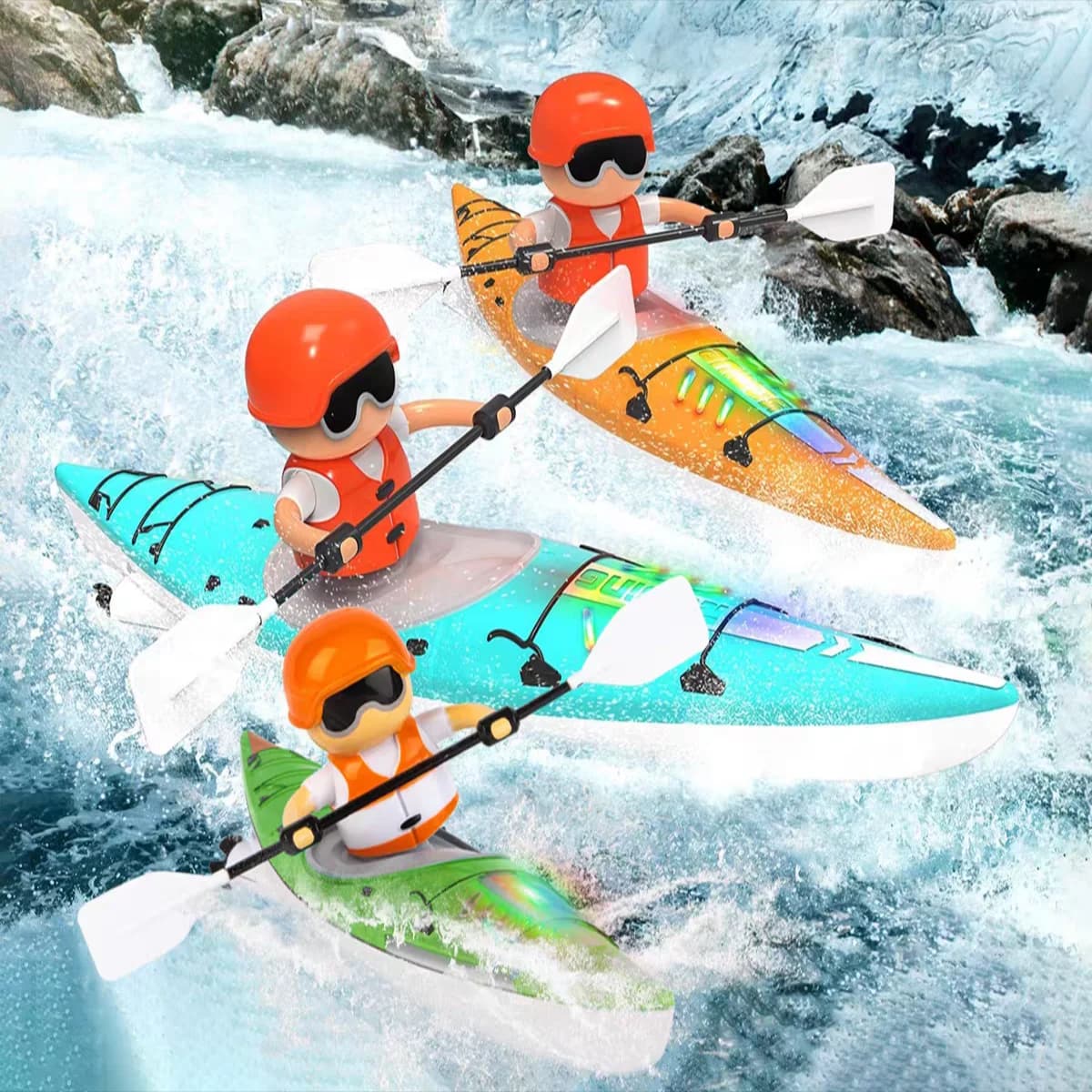 Barca Telecomandata 2.4G Kayak da Regata Motoscafo da Corsa Barca a Remi Gioco di Competizione all'Aperto Impermeabile Giocattolo Regalo di Compleanno per Bambini