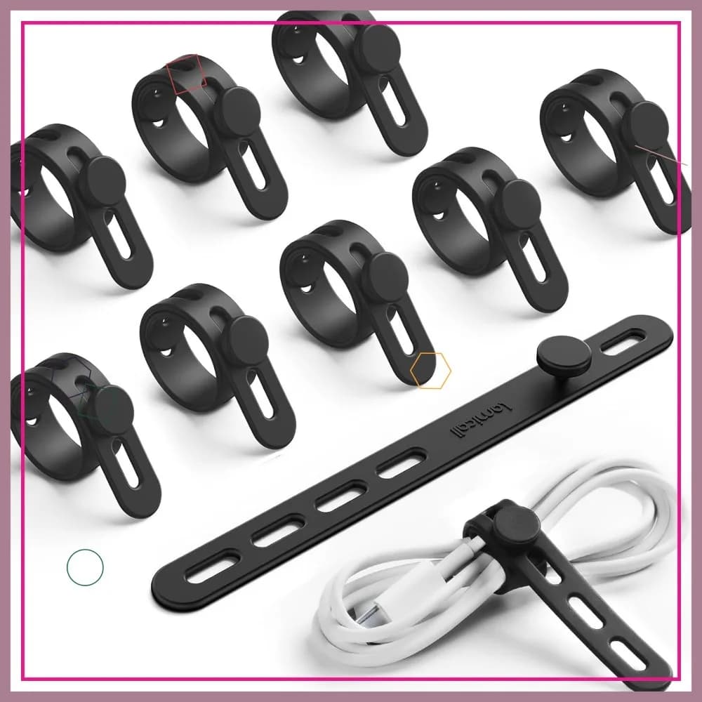 Confezione da 10 fascette fermacavi in silicone riutilizzabili - Organizzatore di cavi resistente con fibbia di bloccaggio, cinghia elastica per caricabatterie per viaggi e casa