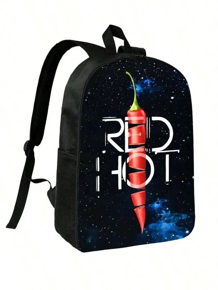 Red Hot Graphic Print Large Capacity Unisex Backpack For Travel