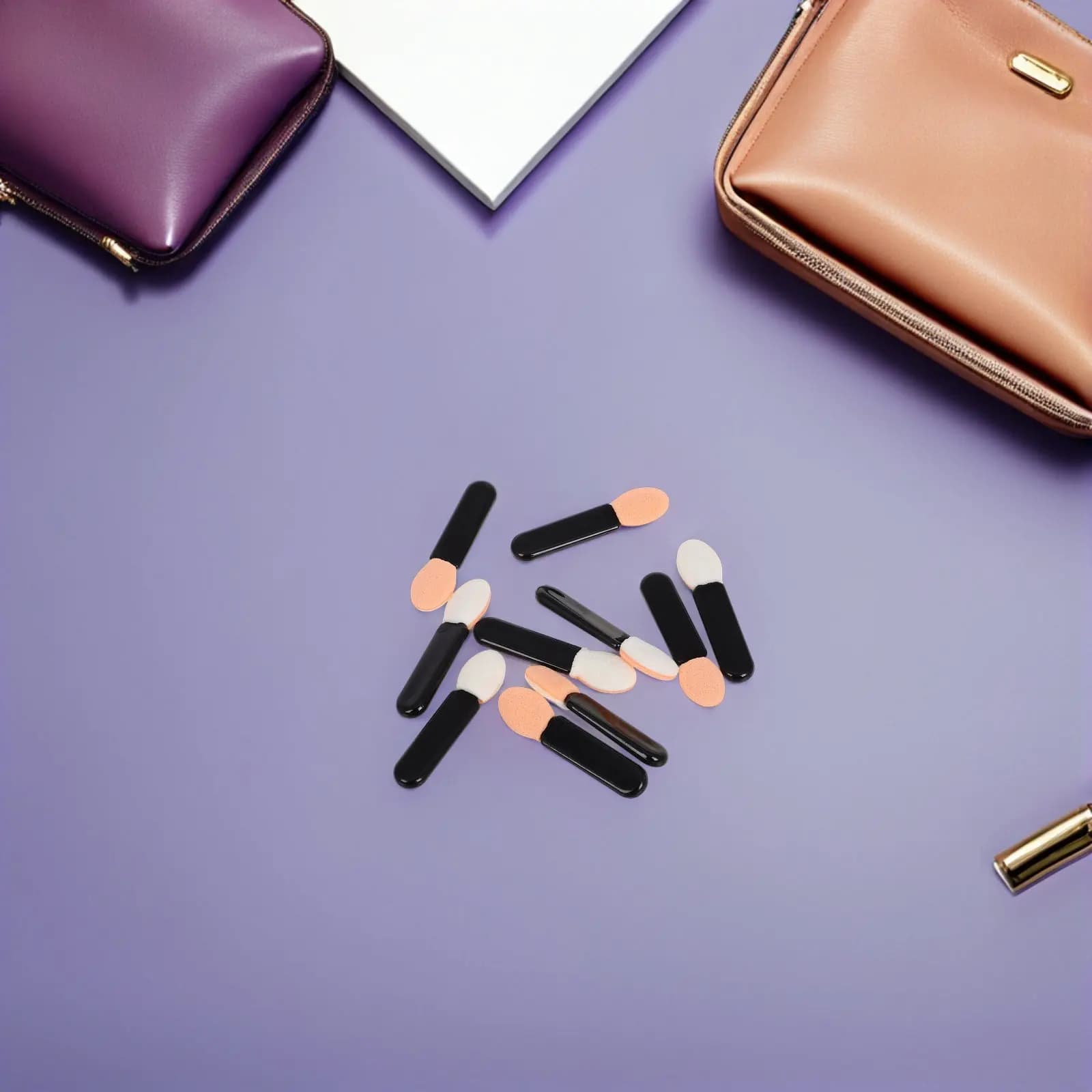 100 Pezzi Mini Pennelli Applicatori per Ombretto, Morbidi Pennelli Monofacciali per Sfumare l'Ombretto, Applicatori Portatili per Trucco in Polvere e Liquido