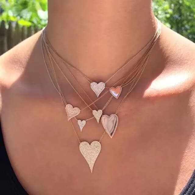 2026 New Romantic Jewelry Micro Shop High Quality Zircon Heart Pendant Necklace Valentine's Day Women's Jewelry Gift