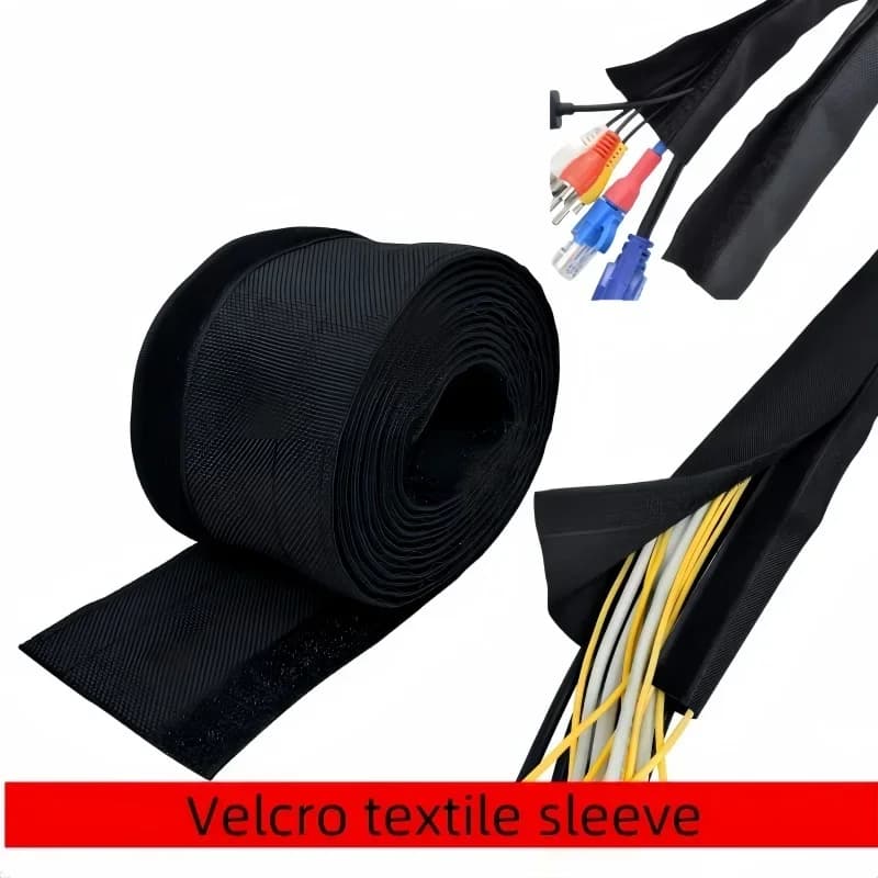 Manicotto per cavo da 1 m con nastro in velcro PET intrecciato per cavo per computer, organizer per calzini, cablaggio in nylon, gestione della guaina, protezione per avvolgicavo