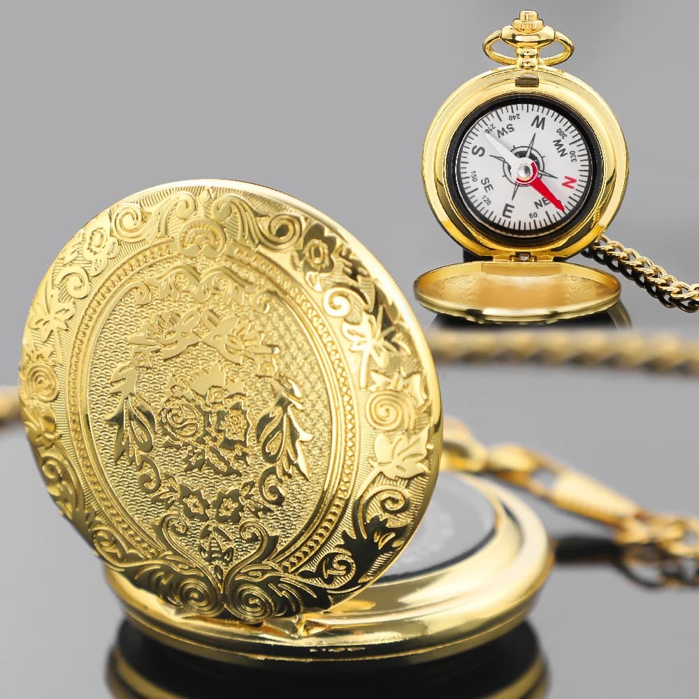 Pocket watch with vintage design compass, outdoor camping, hiking, portable pocket, brass compass, navigation, gifts for woman and man
