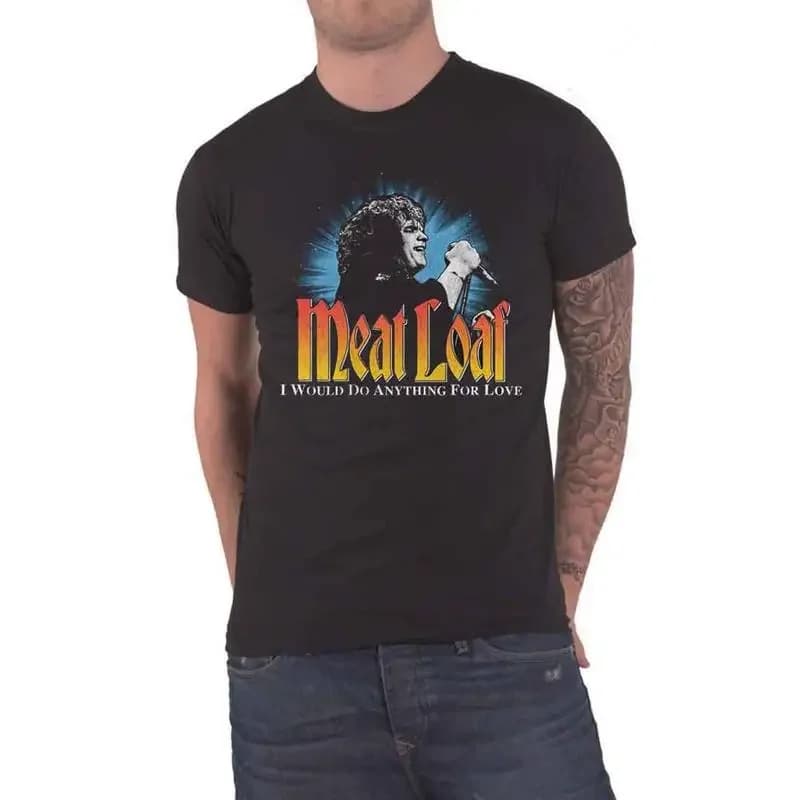 Maglietta Meat Loaf T Shirt Anything For Love Live New Official da uomo nera