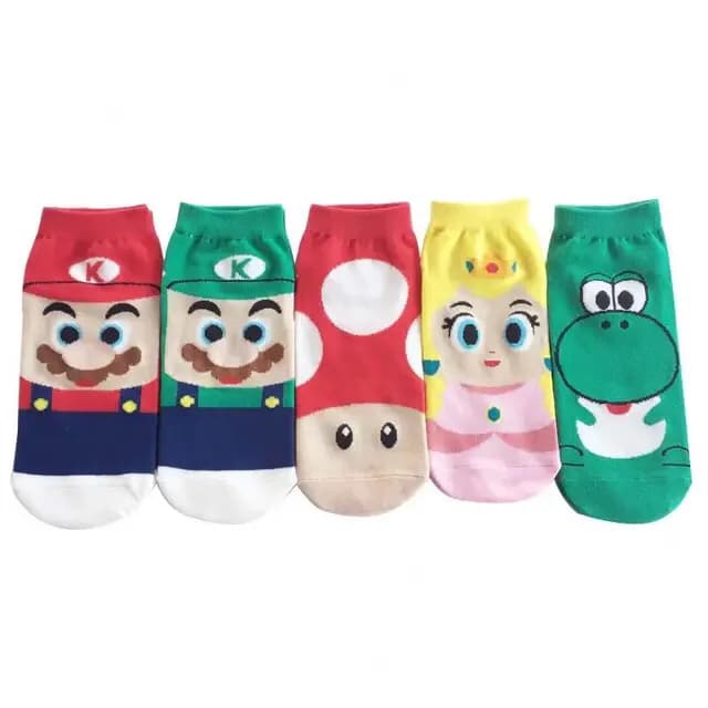 5PS Set Anime Super Mario Socks Cosplay Winter Warms Animation Socks Yoshi Toad Kawaii Cute Socks for Teenagers