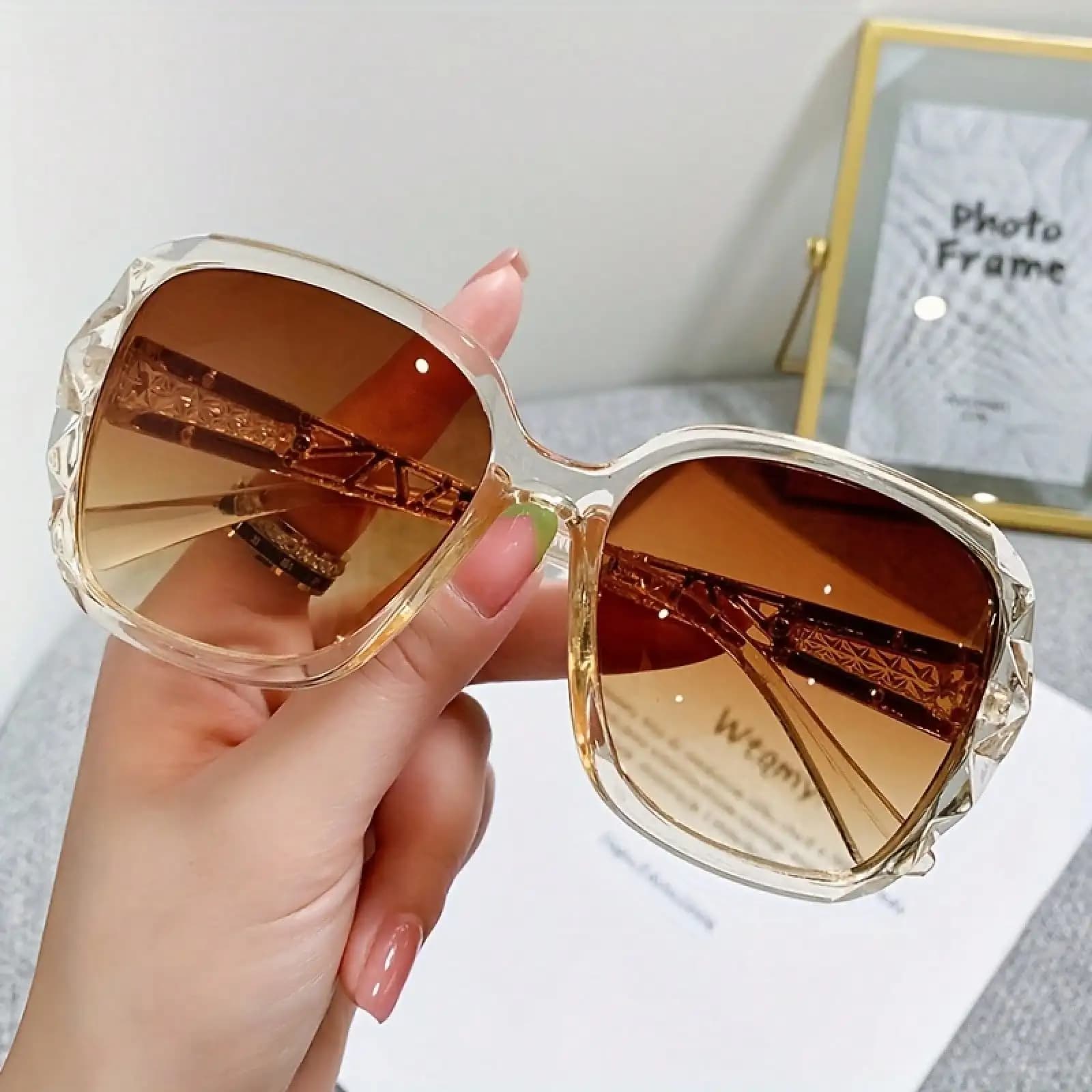 Women's Retro Large Frame Fashion Lenses - Wide-Brim Glasses, High-Quality Lenses, Casual Accessories, Personality Dressing, Must-Have Trendsetters, Daily Wear OOSK