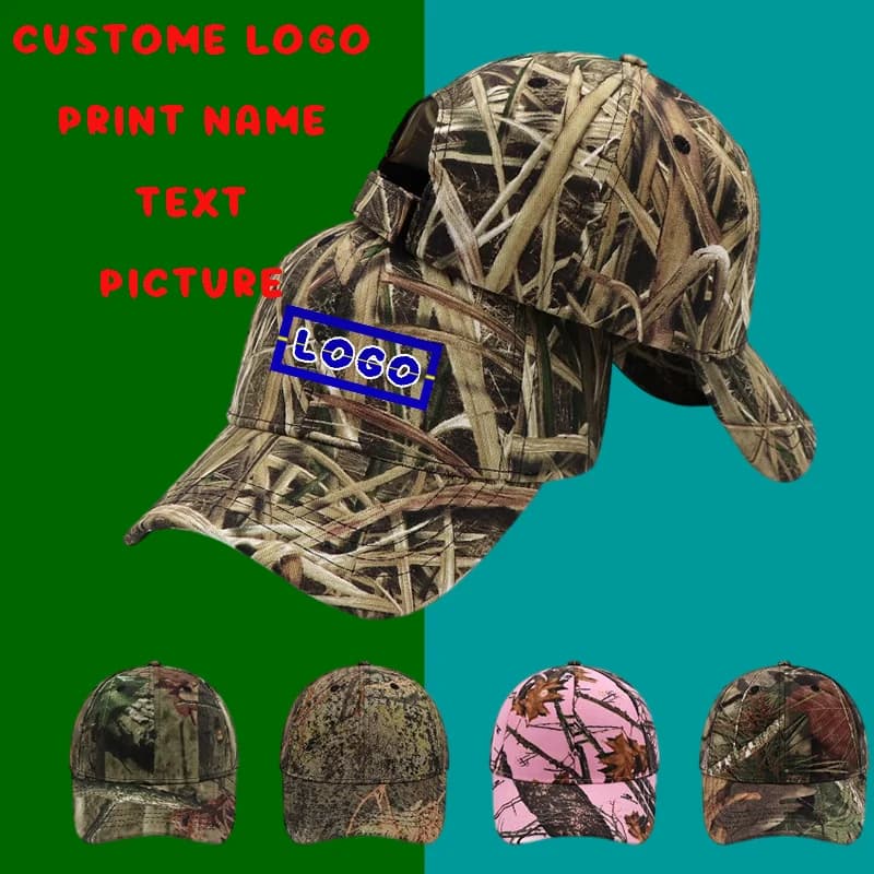 Cappello da Baseball Personalizzato con Stampa e Ricamo, Cappello da Caccia Mimetico per Uomo, Berretto in Cotone Stile Trucker e Dad Hat