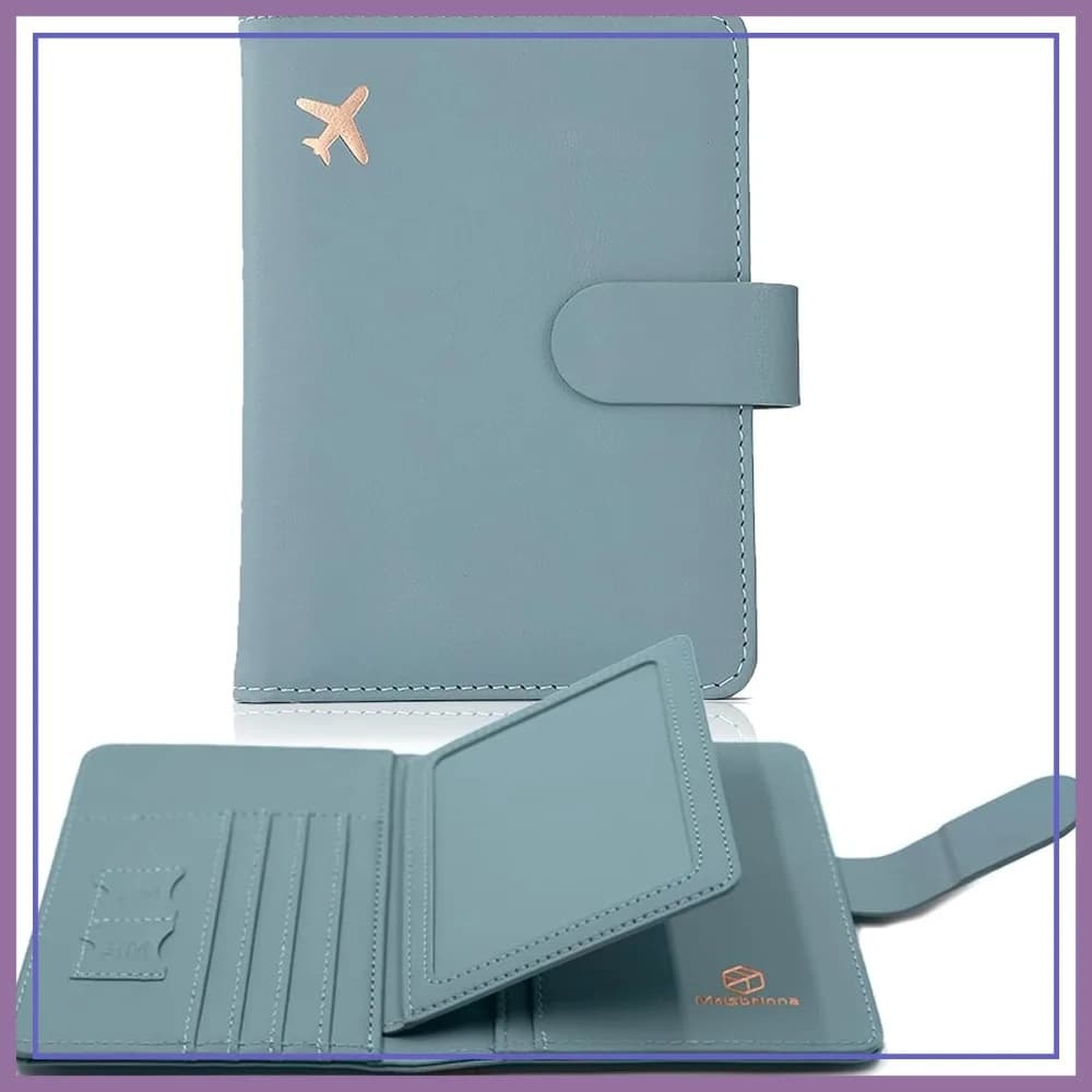 Porta Passaporto RFID per Viaggi, Portafoglio Carino con Scomparti per Carte con Protezione RFID, Verde