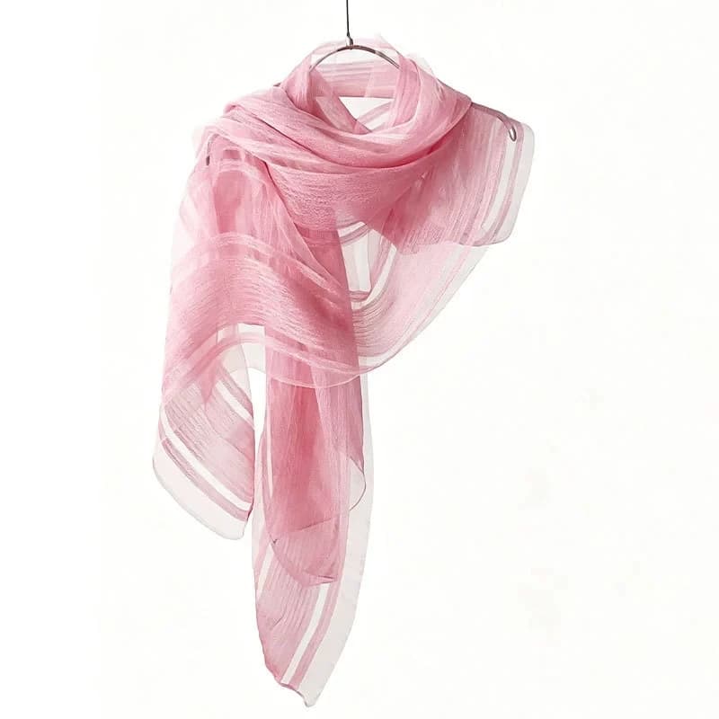 Women Organza Silk Blend Scarf Shawl Thin Summer Luxury Sunscreen Breathable Decorative Sheer Scarf for Ladies 190x75cm