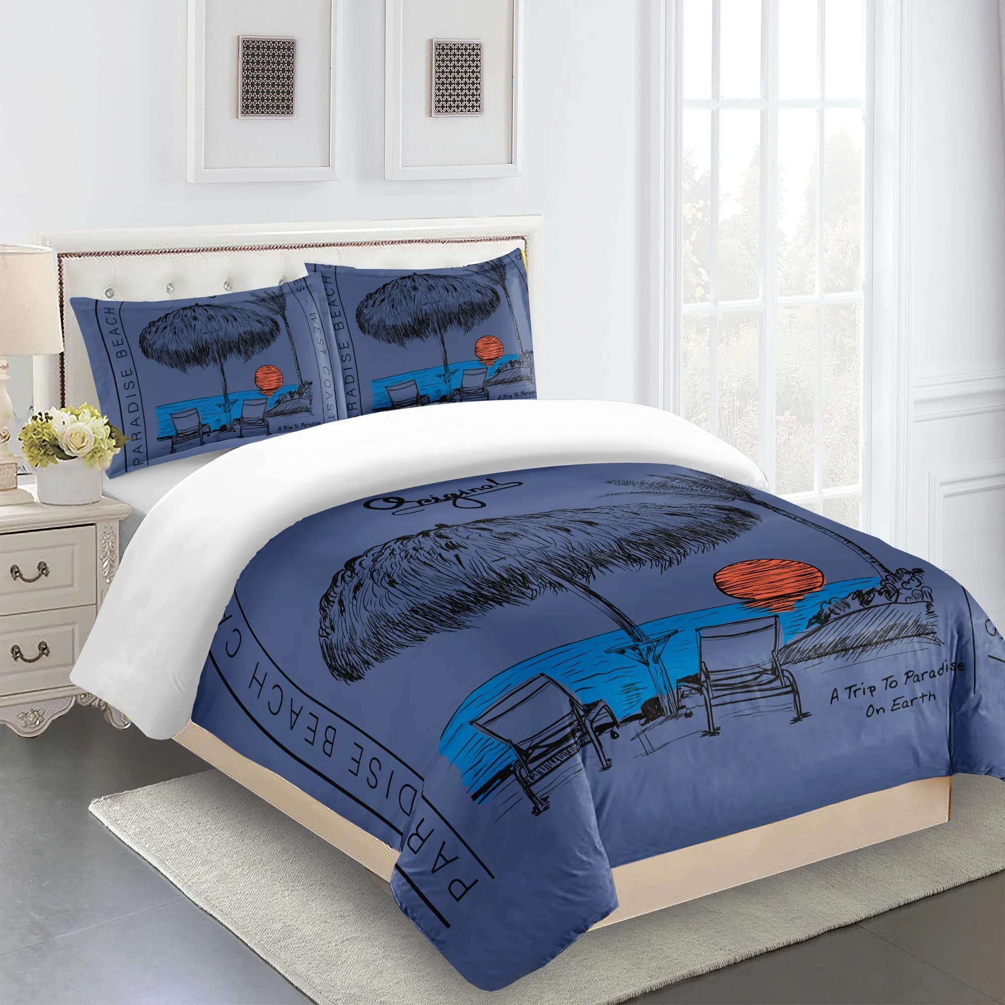 Set biancheria da letto al mare da spiaggia Set copripiumino con foglie tropicali estive per le vacanze alle Hawaii Acquisto separatamente o set 1-3 pezzi