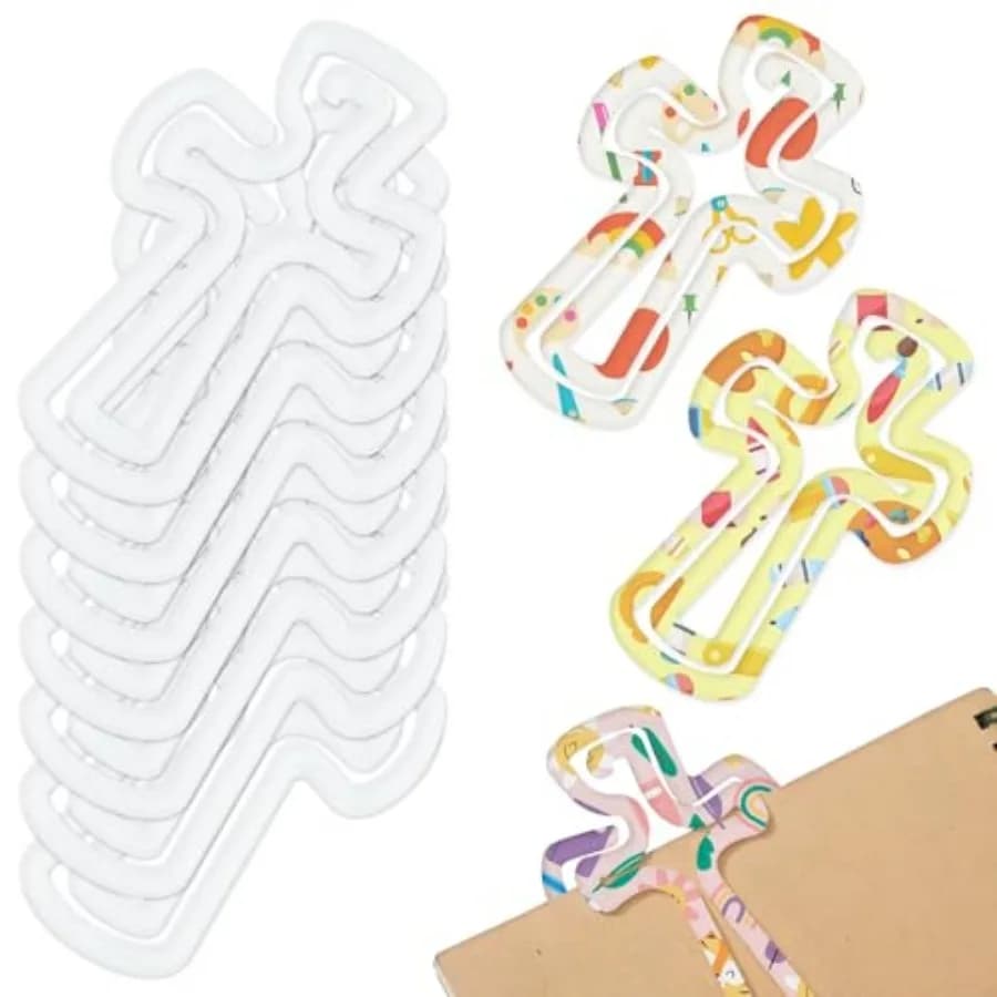 10Pcs Sublimation Acrylic Paper Clips Cross Paper Clips Back to School Jumbo Blank Cross Paperclips for Heat Transfer DIY Desig