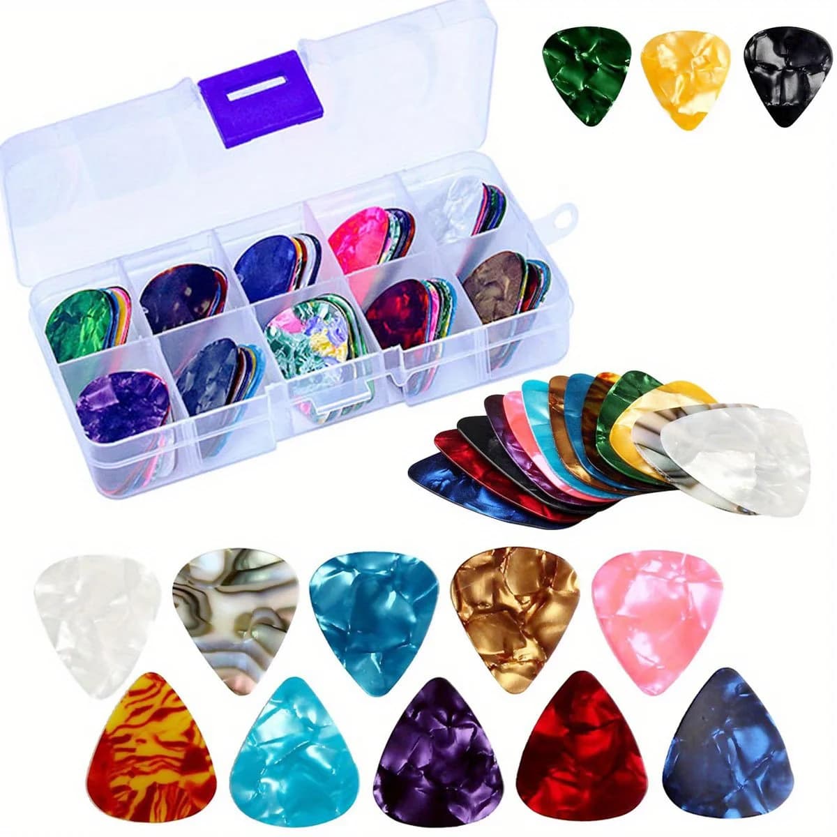 Set di 30 Plettri per Chitarra in ABS da 0,46mm - Scatola con Motivi Assortiti, Set di Plettri Cartoon per Chitarra, Ukulele e Basso ZSY