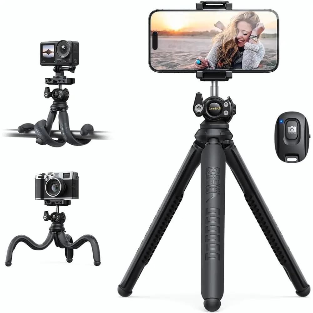 Treppiede in Alluminio Ultra-Stabile con Telecomando Wireless, Supporto Compatto e Flessibile per Fotocamere e Registrazioni Video, Ideale per Fotocamere DSLR