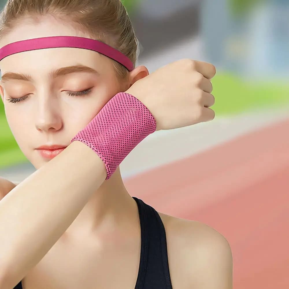 Fascia da Polso Traspirante, Protezione e Supporto per il Polso, Fasciature Refrigeranti, Braccialetti Sportivi, Manicotto per il Polso