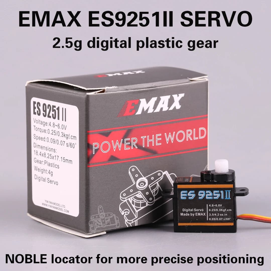 Servo Digitale EMAX ES9251II in Plastica, 3.6g, Impermeabile con Ingranaggi, Adatto per Accessori RC Auto, Elicottero, Barca, Aeroplano