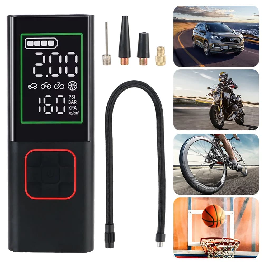 Gonfiatore portatile per test della pressione dei pneumatici con torcia a LED Pompa d'aria per pneumatici Compressore d'aria per auto 6000mAh 150W 160PSI Digitale