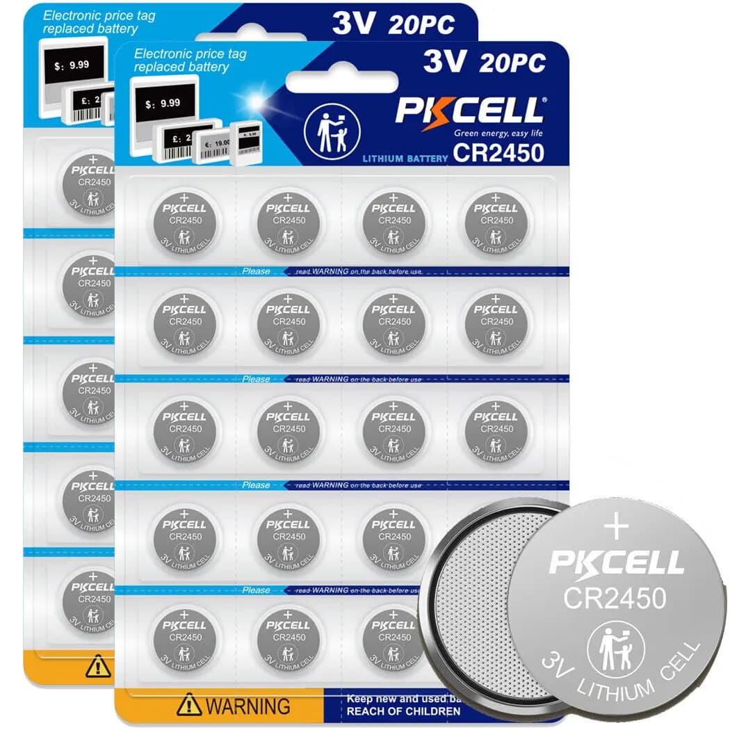 PKCELL 40PCS 3V 2450 Batteria a bottone a bottone ECR2450 BR2450 CR2450 Batterie a bottone per videocamera Orologio