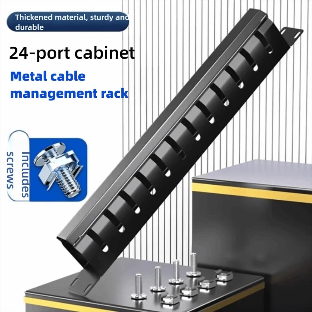 Canalina per Cavi 1U Orizzontale con 12/24 Slot per Rack Server 19 Pollici, Organizzatore di Cavi in Metallo per Centro di Monitoraggio