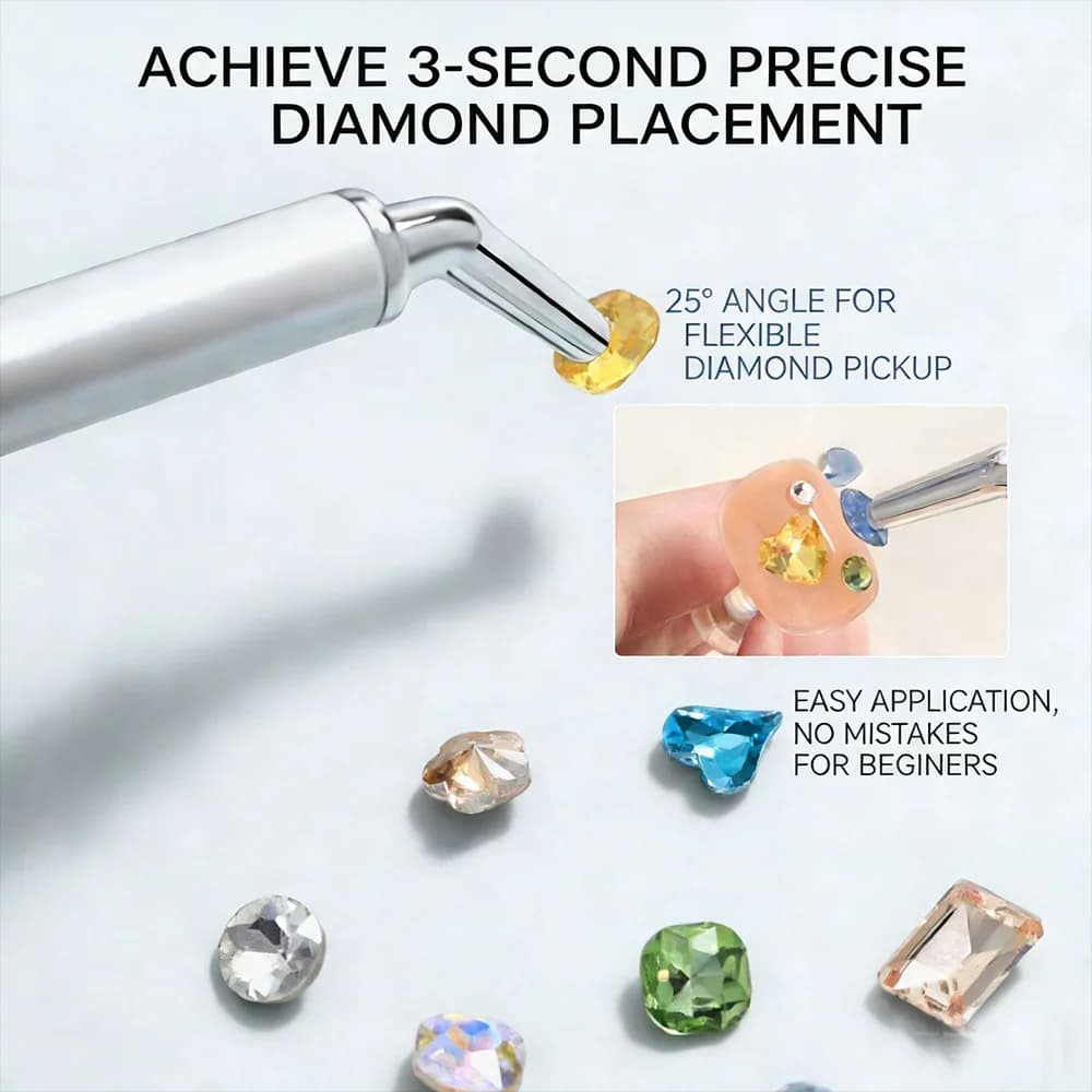1 Pezzo Strumento per Applicazione Cera Unghie a Punta Fine e Curva per Strass e Perle, Penna Dotting Doppia Punta per Manicure Fai da Te e Forniture per Saloni