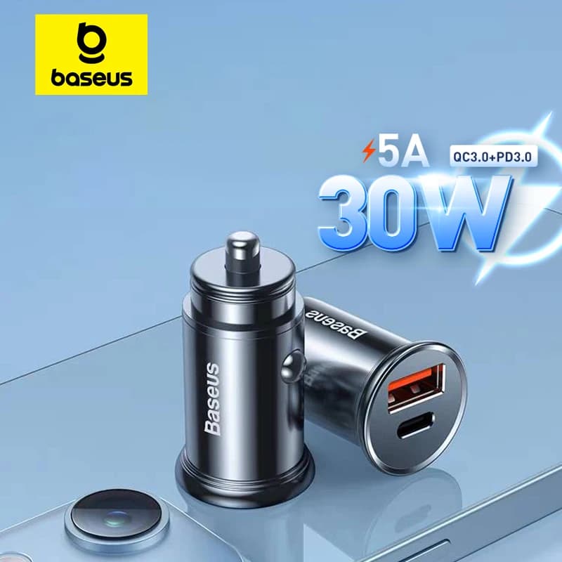 Baseus 30W Quick Charger for Car Fast Charge 4.0 3.0 USB Type-C Fast charging car phone charger for Huawei Xiaomi iPhone 15 14 13 12