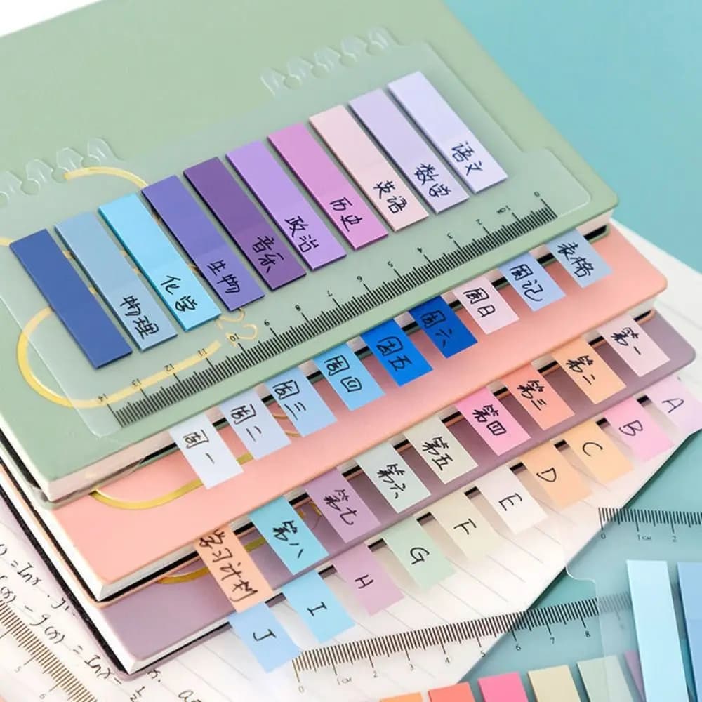 Set di Etichette Adesive Impermeabili Trasparenti Morandi, Segnapagina in PET Multicolore, Accessori per Cancelleria