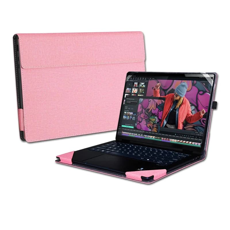 Custodia per laptop per Lenovo Yoga Slim 7 14AKP10 /14ILL10 / 7i (14'', Gen 10) Custodia protettiva in pelle PU con raffreddamento pieghevole