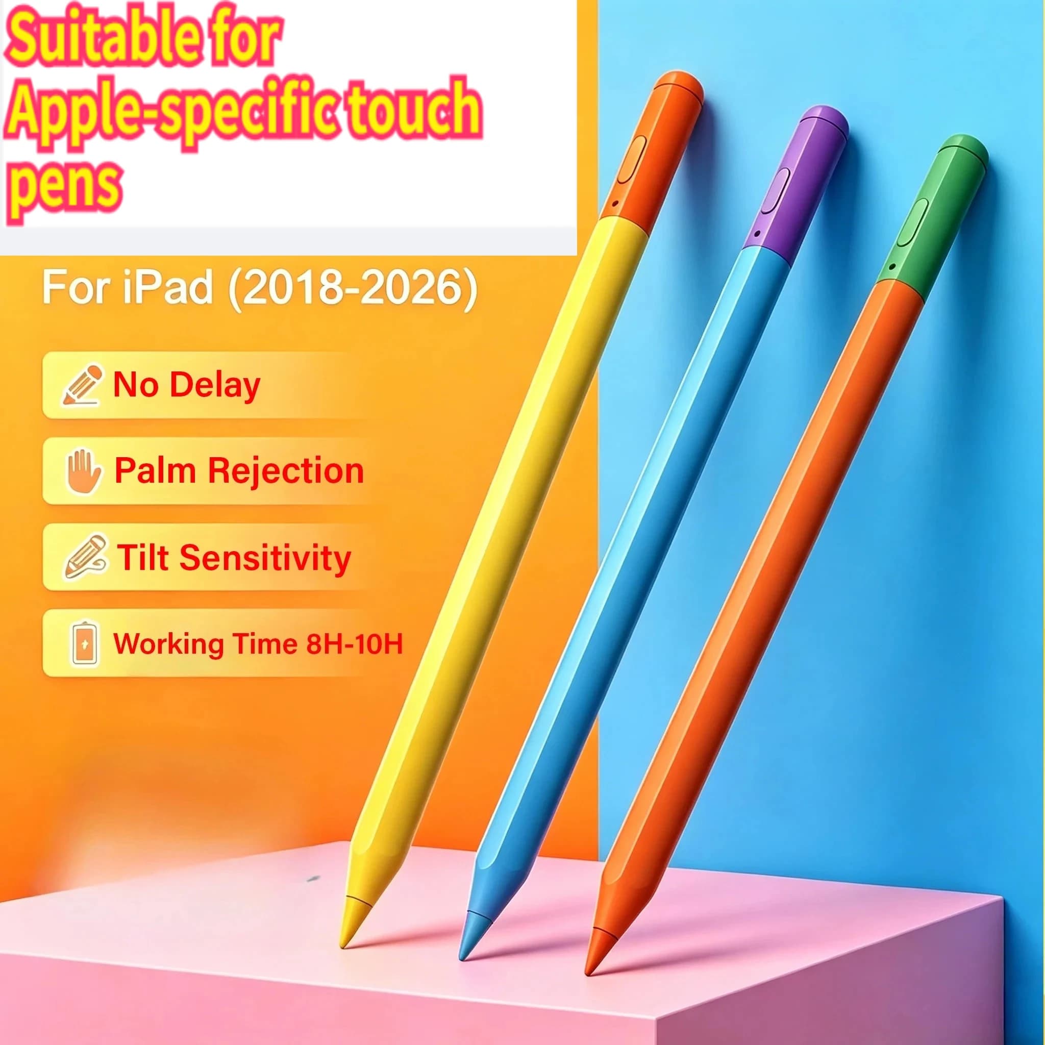 Palm Rejection Tilt Sensitivity Stylus Pencil for IPad Compatible with IPad Air M2 Pro 13/12.9 7th 8th 9th 10thGen 10.2Inch IPad