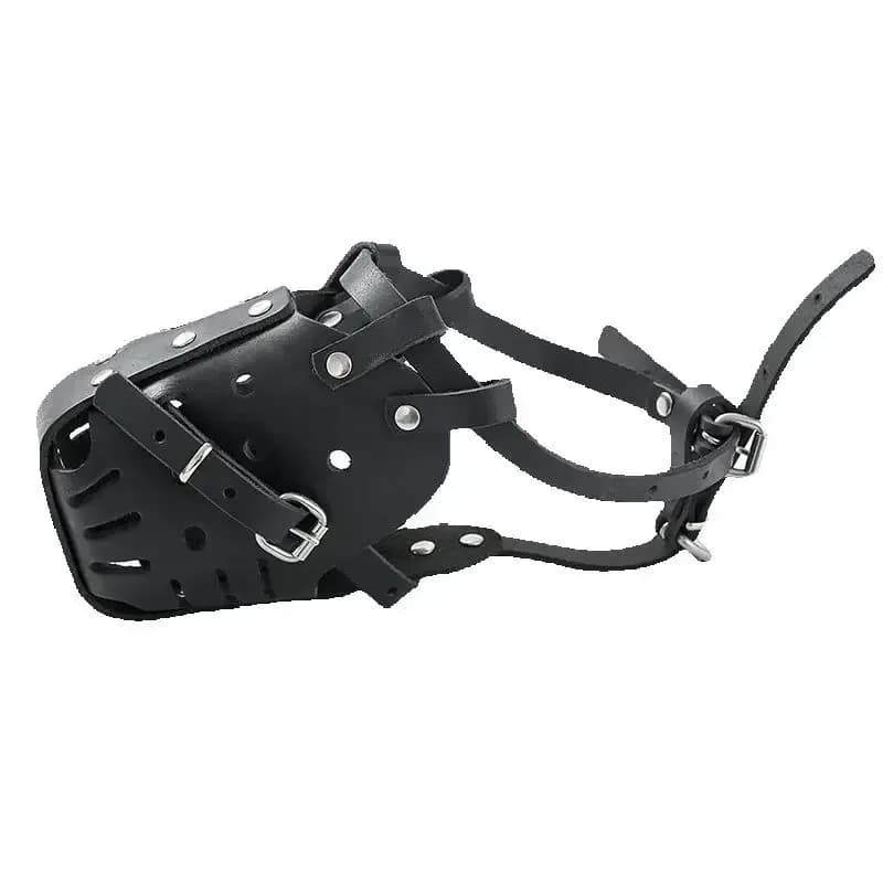 Military Grade Leather Museruola - Anti-Base Training Mask for Bark Control for Malinois Rottweiler, Adjustable Strap (CE Certificate)