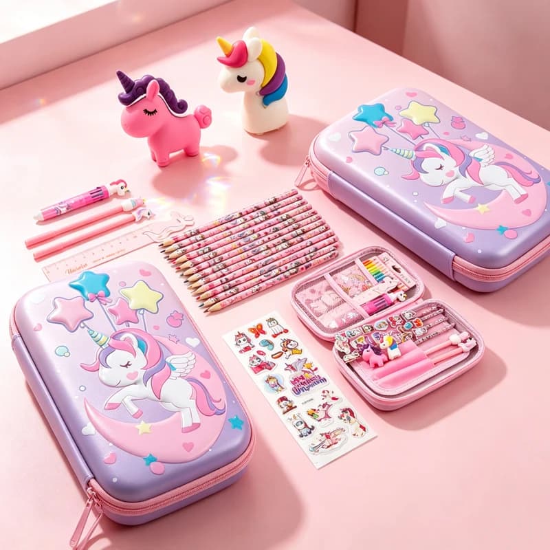 26Pcs Cool Dinosaur Pencil Case Stationery Set Unicorn 3D EVA Pencil Box Organizer School Supplies for Kids Back To School Gift