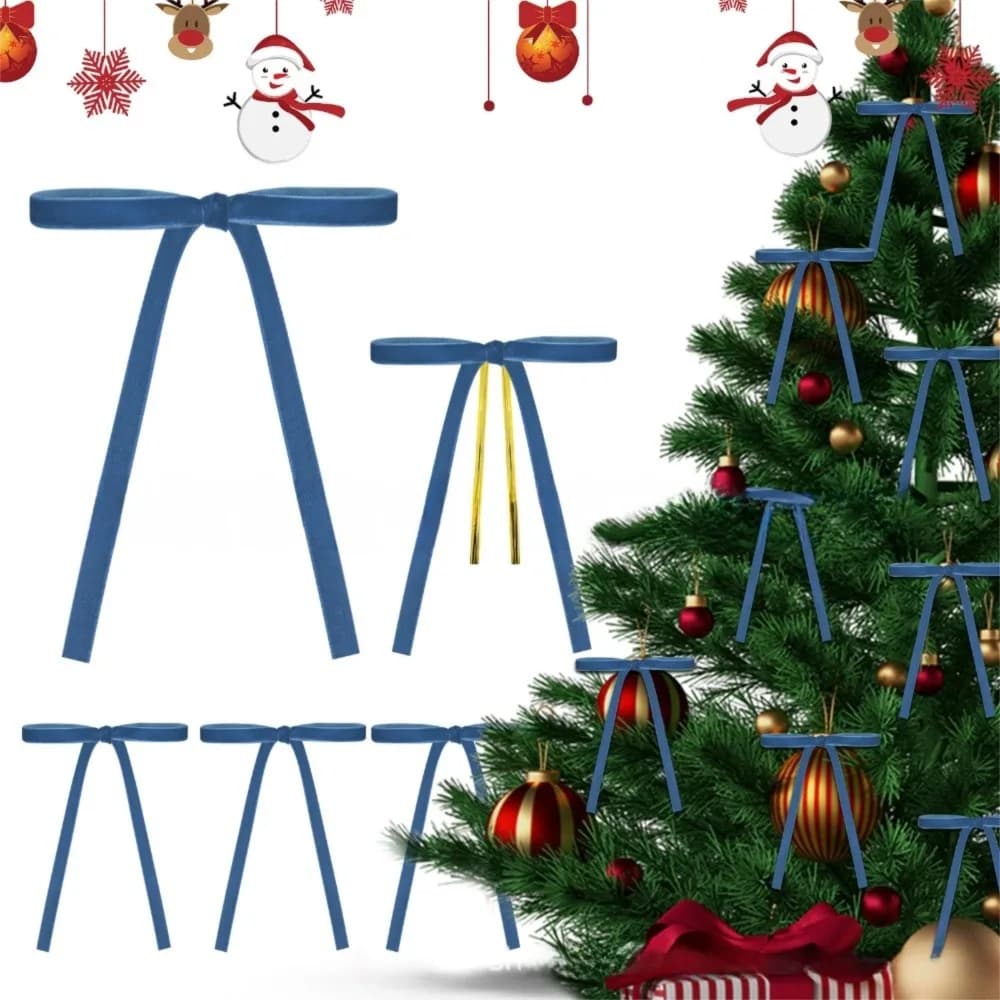 24 pezzi di materiale in velluto fiocchi per albero di Natale fascette per cavi set da 24 pezzi fiocchi fatti a mano fai da te design snello multifunzionale