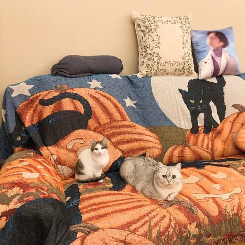 Nordic Tapestry Halloween nappa coperta da tiro per letti divano asciugamano copridivano coperta calda morbida stuoia da Picnic invernale