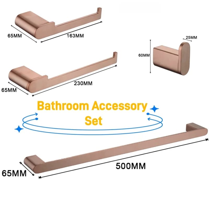 Towel rack with brushed pink gold bath pendant, towel holder, handkerchief hook, toilet brush, bathrobe hook, soap disk, bathroom hardware