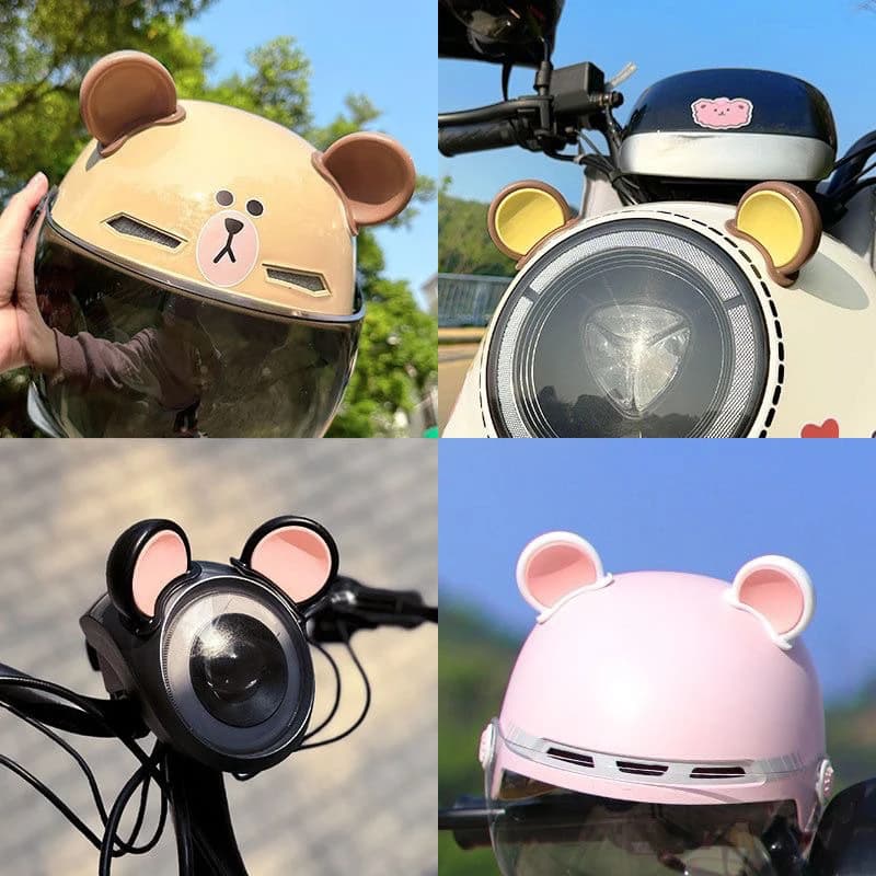 2 pezzi casco moto colorato orecchie d'orso Decor universale moto bicicletta Car Styling decorazione casco adesivi accessori