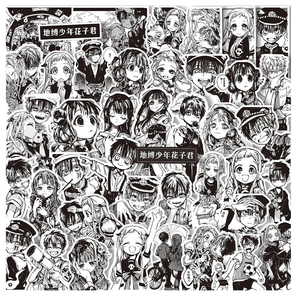 10/30/67pcs Anime Toilet-bound Hanako-kun Stickers Cool in bianco e nero Graffiti decalcomania fai da te telefono bagagli Laptop Sticker giocattolo per bambini