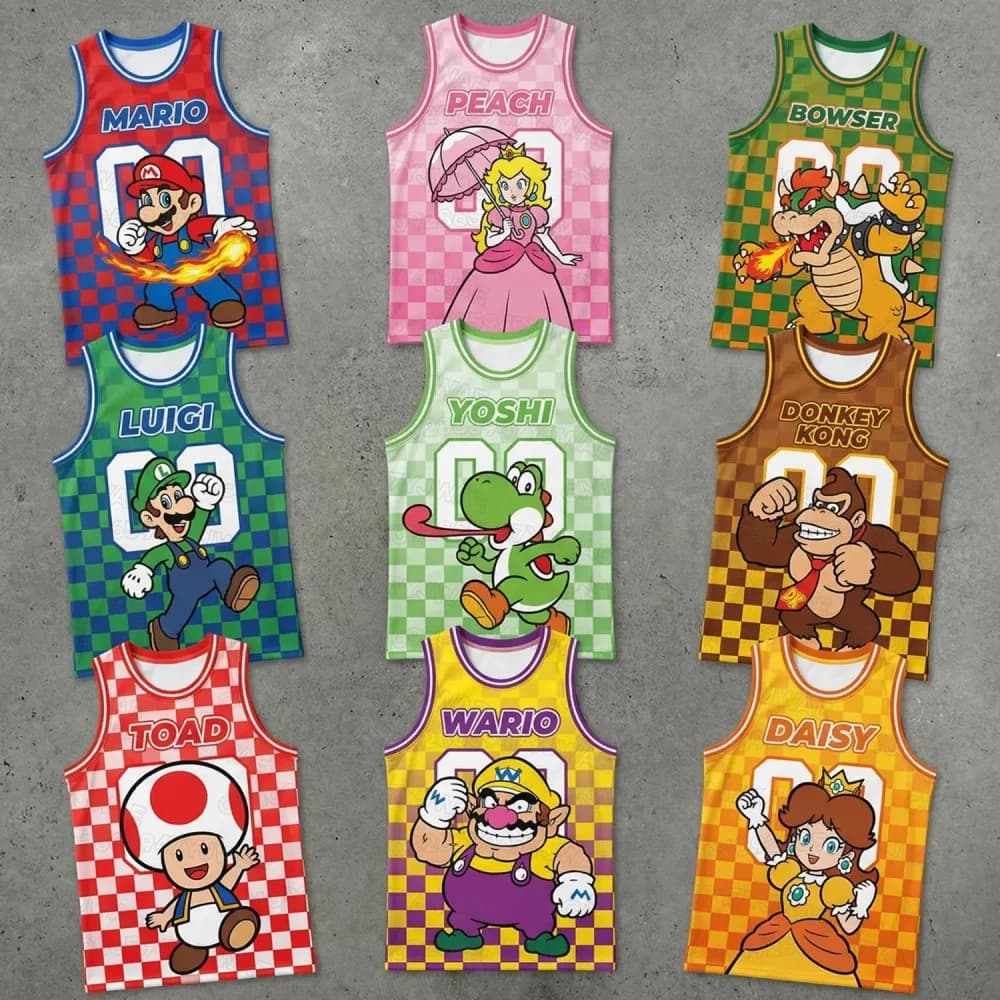 Maglia Estiva Super Mario da Calcio per Bambini e Adulti, Canotta Senza Maniche, Regalo per Fan, Cosplay