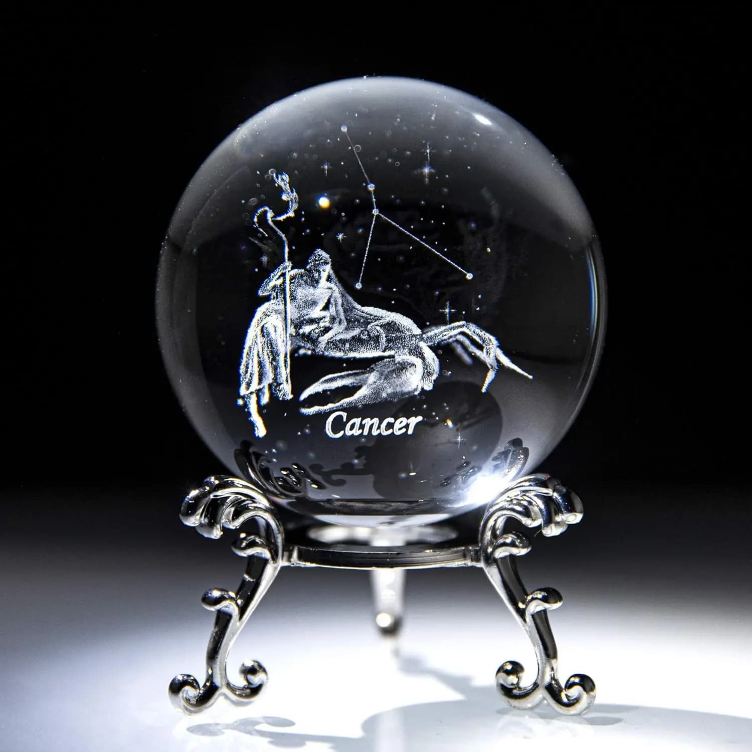 12 costellazioni 6 cm sfera di cristallo 3D cancro sfera di vetro ornamento base in metallo argento artigianato in cristallo regalo di compleanno decorazione della casa