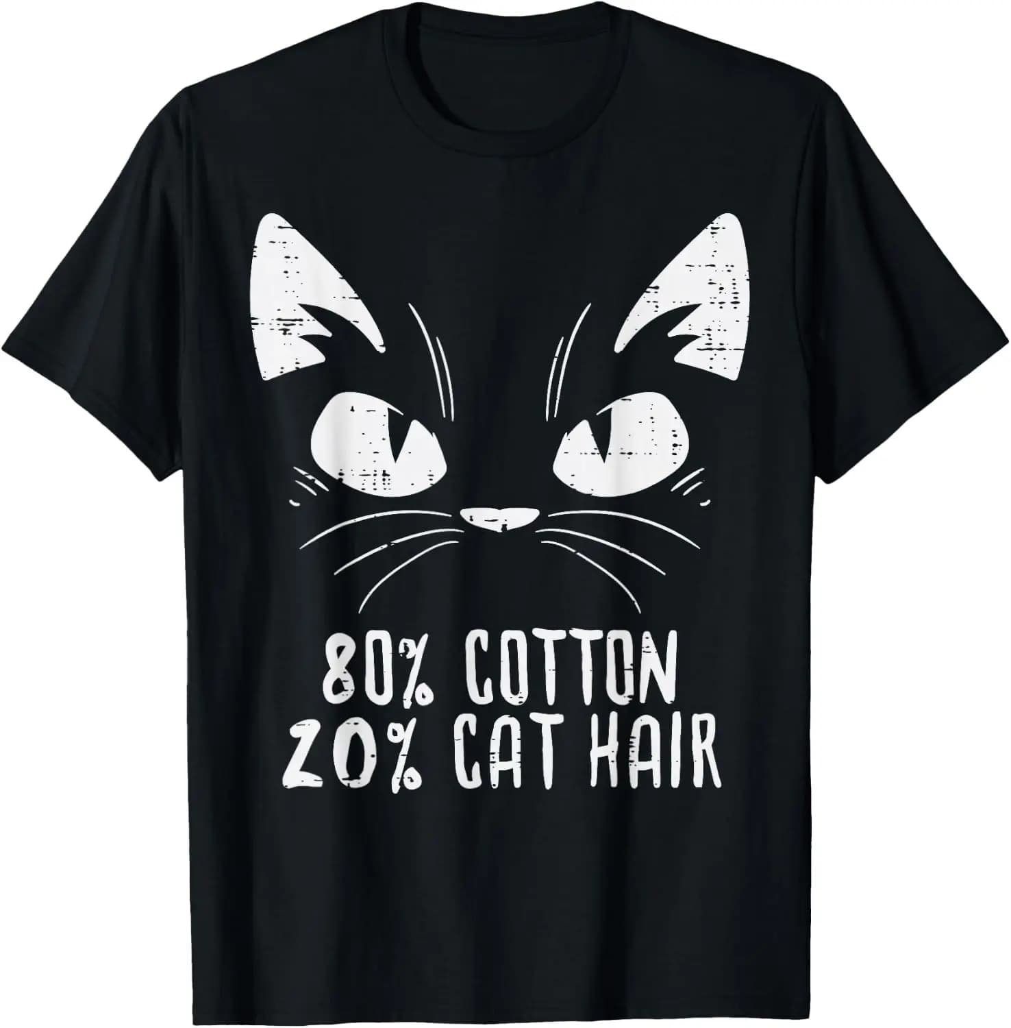 Black Cat Face 80% Cotton 20% Hair Kitten Feline Pet Lover T-Shirt 100% Cotton Trendy Y2K Short-Sleeve Tee – Soft, Quick-Drying, All Occasion Casual Suitable For Concert Party Hanging Out Sightseeing Trip