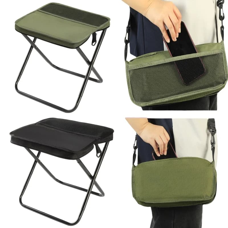 Sedia da Campeggio Pieghevole Portatile Leggera Compatta per Escursioni, Campeggio, Backpacking e Viaggi Verde Grigio Blu
