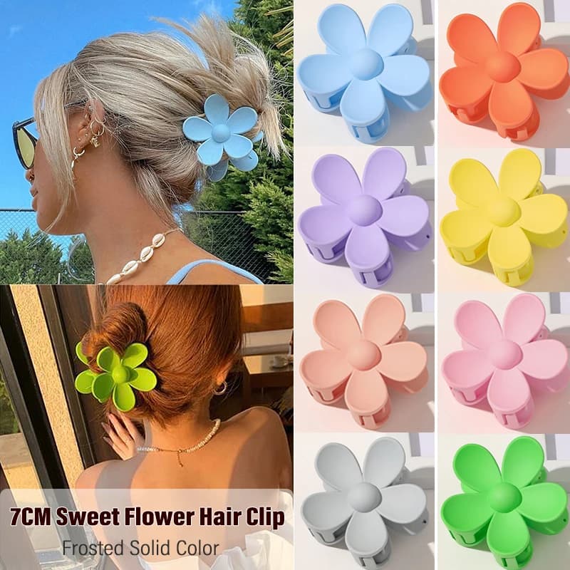 Fermacapelli Squalo Floreale 7CM - Clip per Capelli Opaco Monocromatico per Donne e Ragazze Design Carino