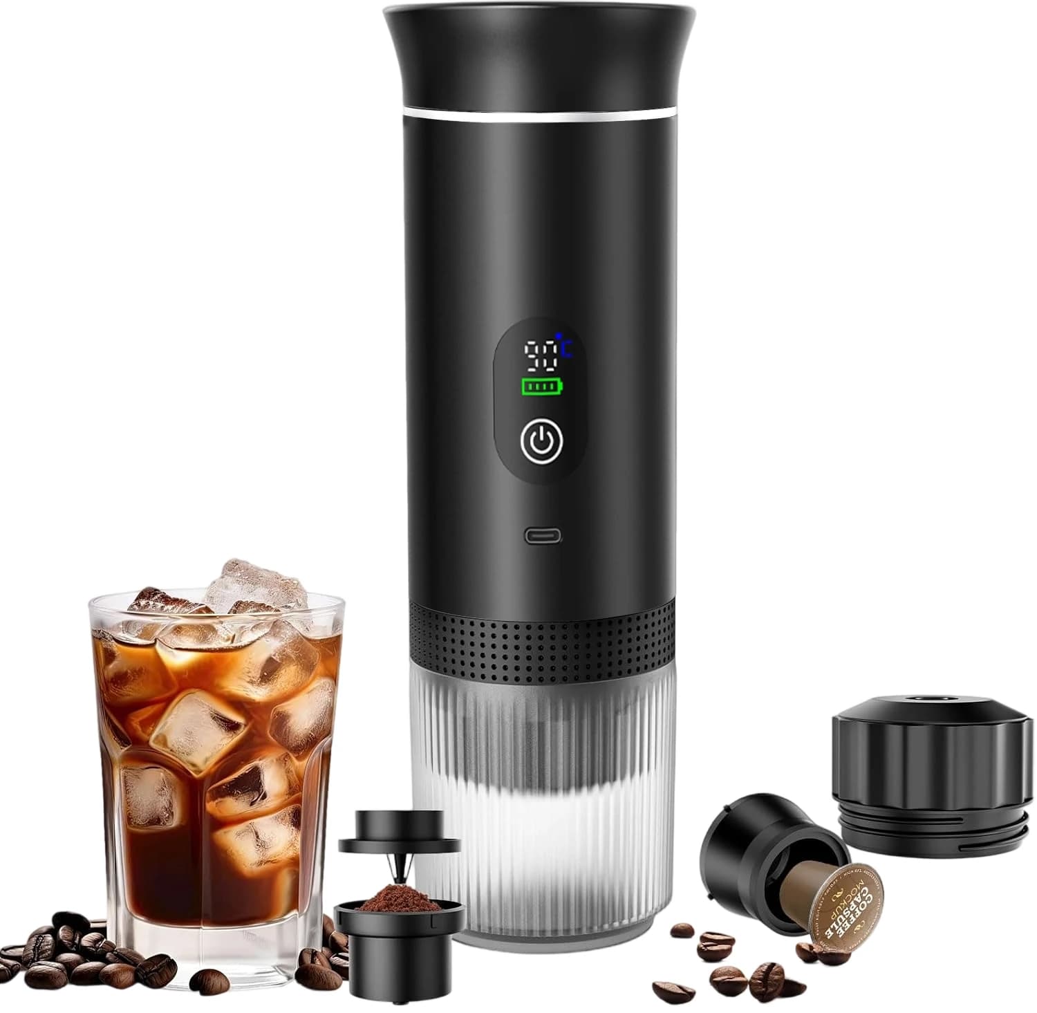 Travel Espresso Machine Heating Water Por Coffee Maker Compatible with Ground Coffee Small Large s
