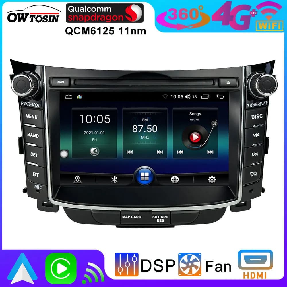 UIS7870 12G + 256G Android 13 Autoradio Stereo Per Hyundai i30 GD Elantra GT 2011-2017 AHD Navigazione GPS CarPlay Bluetooth 5.0