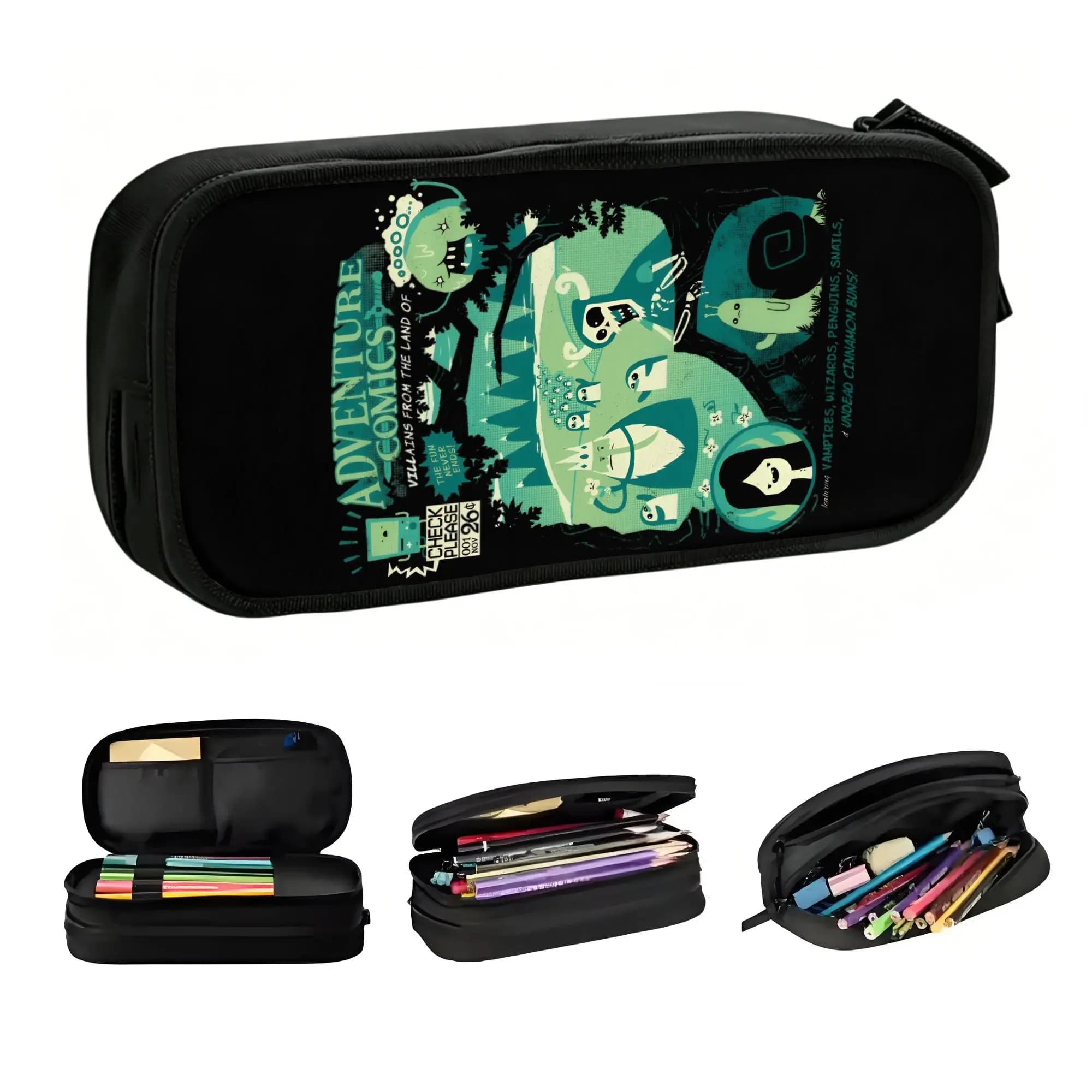 Cute Adventures Anime Times Pencil Case for Unisex Custom Fantasy Animation Large Storage Pen Box Bag Stationery