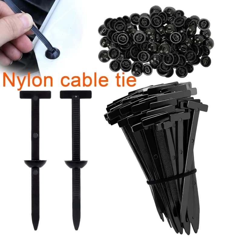 Set di Fascette Universali per Riparazioni Auto, Robuste Fascette Autobloccanti in Nylon con Bottone a Cuore per Fissaggio Rapido