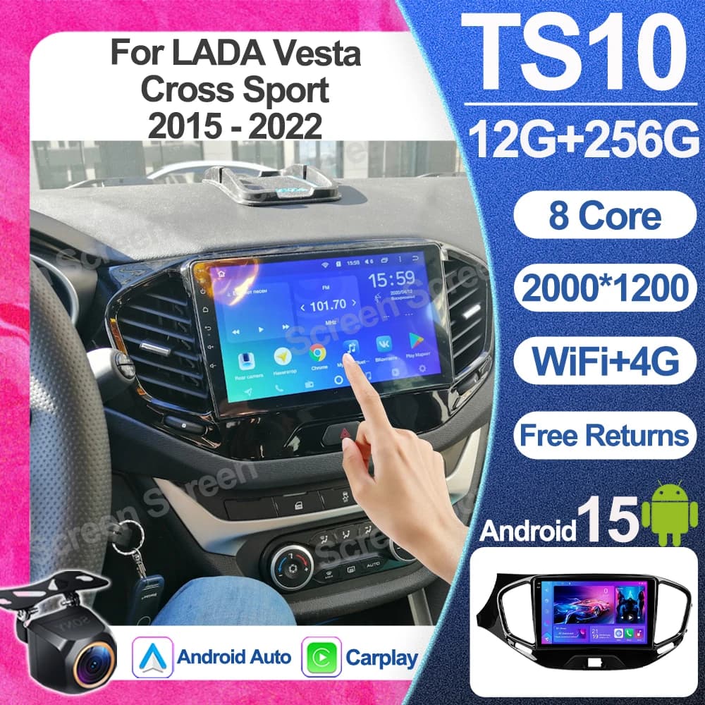 Android 15 Per LADA Vesta Cross Sport 2015 - 2022 Auto Radio Lettore Video Multimediale Bluetooth Specchio Link Touch Screen RDS WIFI