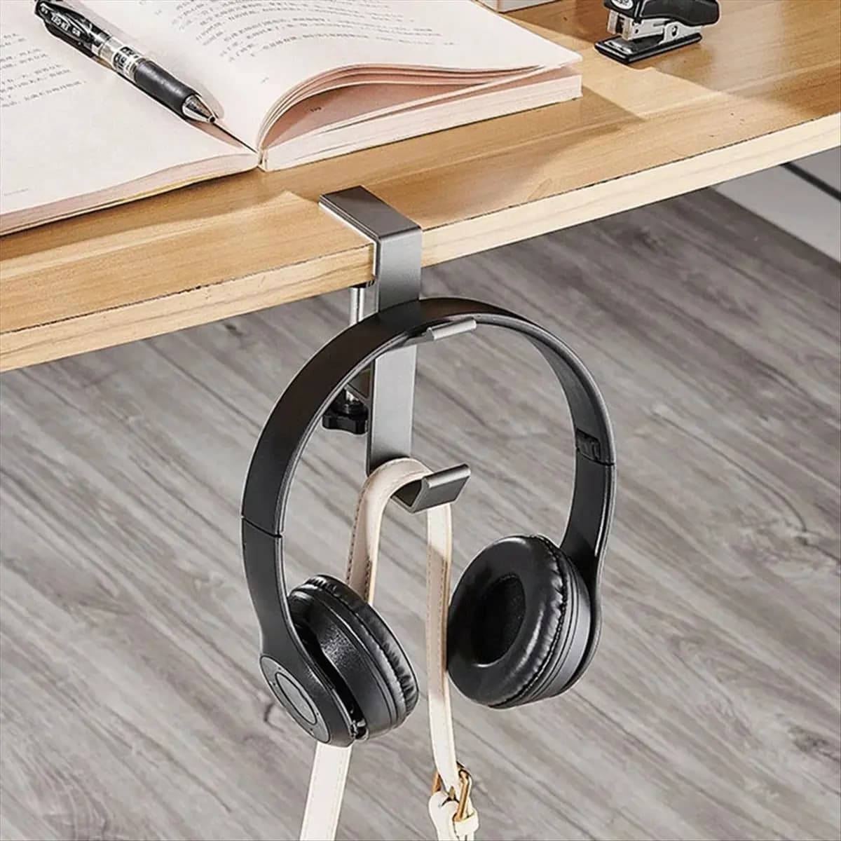 A45I Gancio Laterale Regolabile per Tavolo, Supporto per Cuffie da Gaming, Porta Zaino, Senza Foratura, Nero