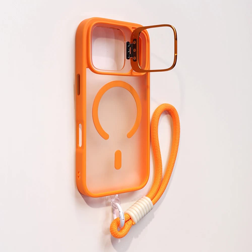 Custodia portaobiettivo opaca con cinturino da polso per iPhone 17 Air 16 15 14 Plus 13 12 11 Pro Max Mini per copertura rigida con cordino magnetico Magsafe