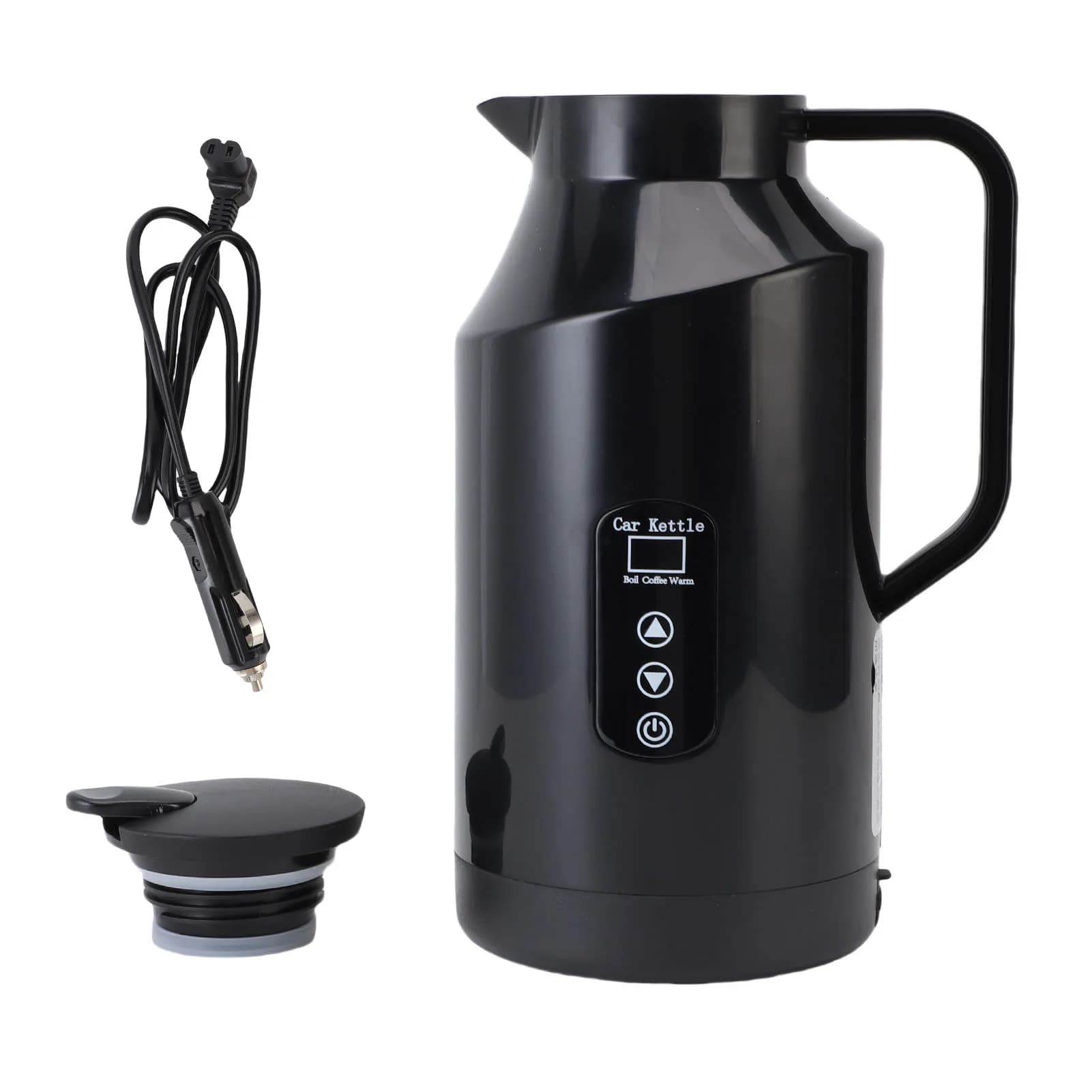 Bollitore portatile per acqua calda con display a LED, bollitore elettrico per auto, controllo della temperatura, a prova di perdite, sicuro, 1500 ml, facile da pulire, per esterni