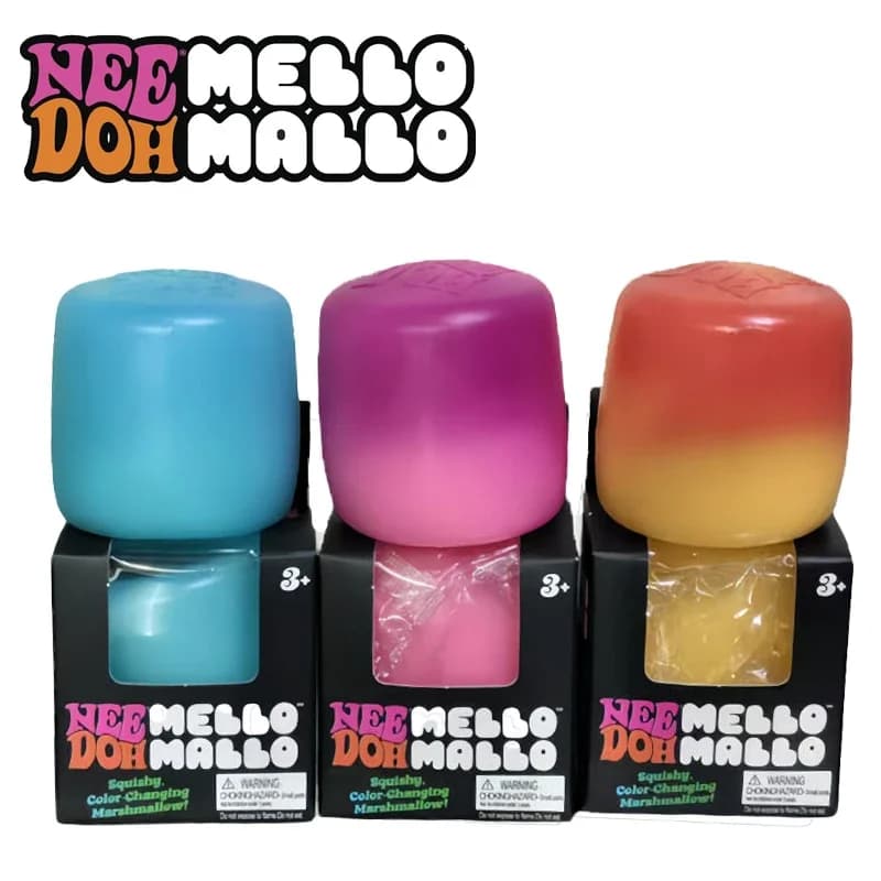 Needoh UV Reactive Sun Color Changing Mello Mallo Squishy Ball Marshmallow Shape Squeeze Dough Filled Fidget Anxiety Relief Toy