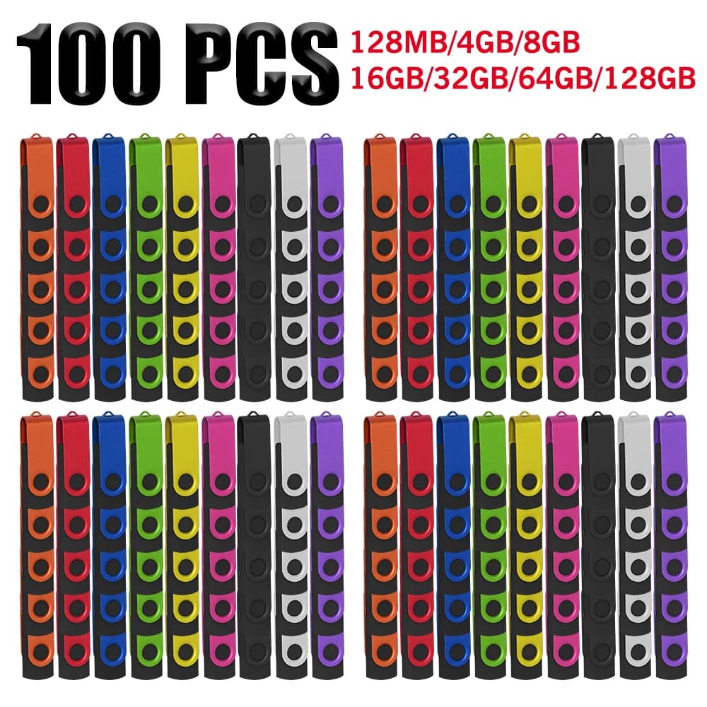 100 Pezzi/Lotto Chiavetta USB 2.0 Pendrive 1GB 2GB 4GB 8GB 16GB 32GB 64GB 128MB Regalo